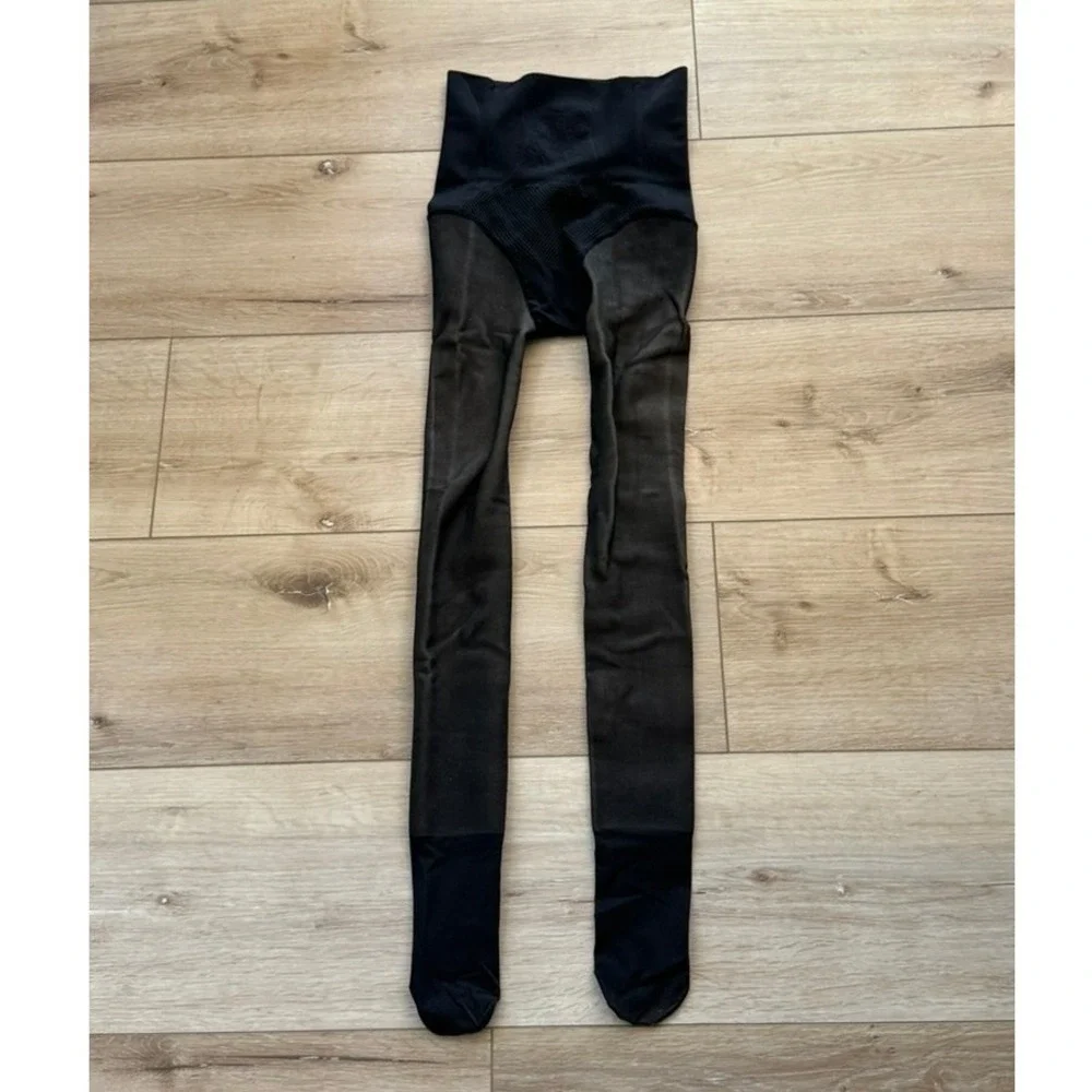Boomba Shaping Thermal Tights Black Beige High Waist Shaping Hosiery Size 1 XS-M